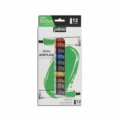 Farby akrylowe Pebeo Studio, 12 kolorów x 12ml